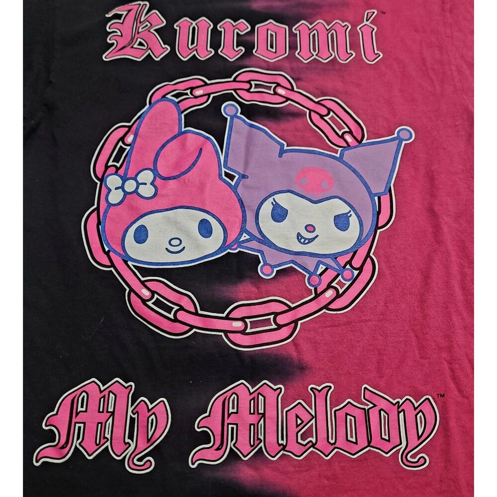 Kuromi & My Melody By Sanrio Pink & Black Tye Dye T Shirt Size M Hello Kitty EUC - Picture 6 of 6